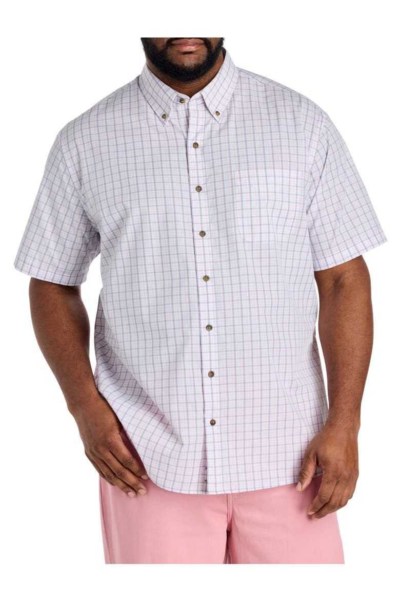 Big & Tall Easy-Care Small Plaid Sport Shirt V3, Main, color, PURPLE PINK
