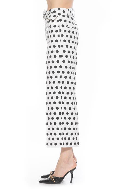 Alexia Admor Caden Polka Dot Belted Wide Leg Pants In Black White Polka Dots