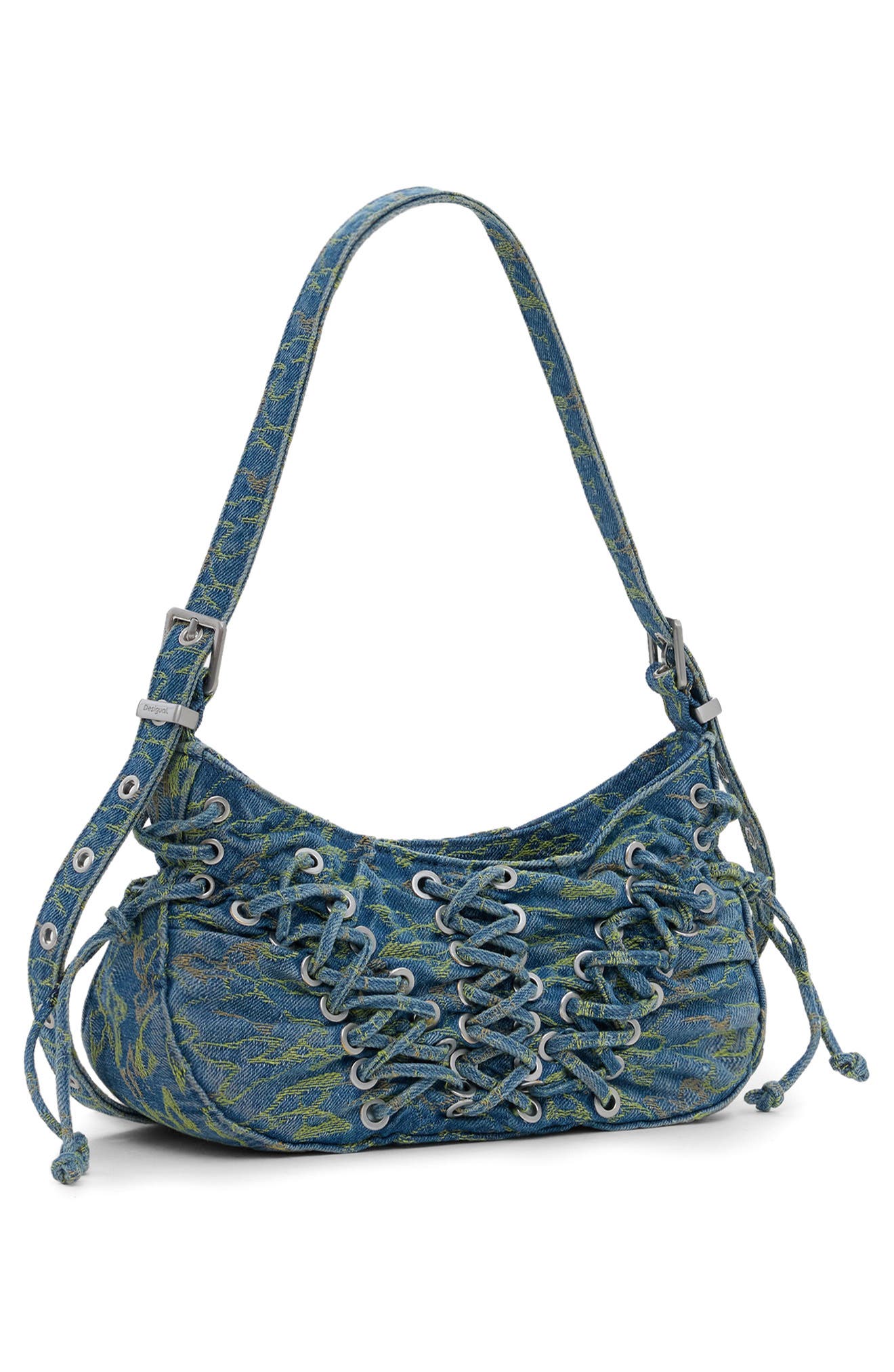 Desigual Braided Denim Shoulder Bag, Alternate, color, Light Blue