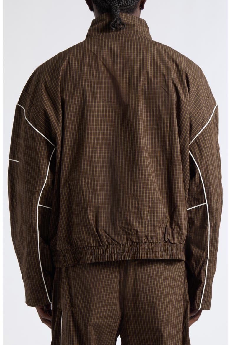 Grid Warm Up Track Jacket, Alternate, color, DK BROWN MULTI NYLON