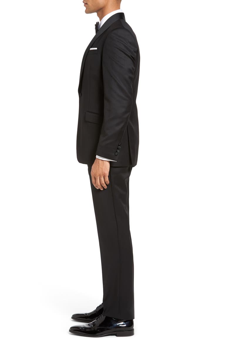 Josh Trim Fit Wool Tuxedo, Alternate, color, BLACK