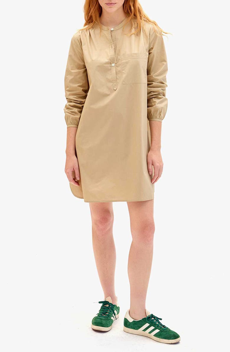 Clare V. St. Martin Poplin Shirtdress, Main, color, Khaki