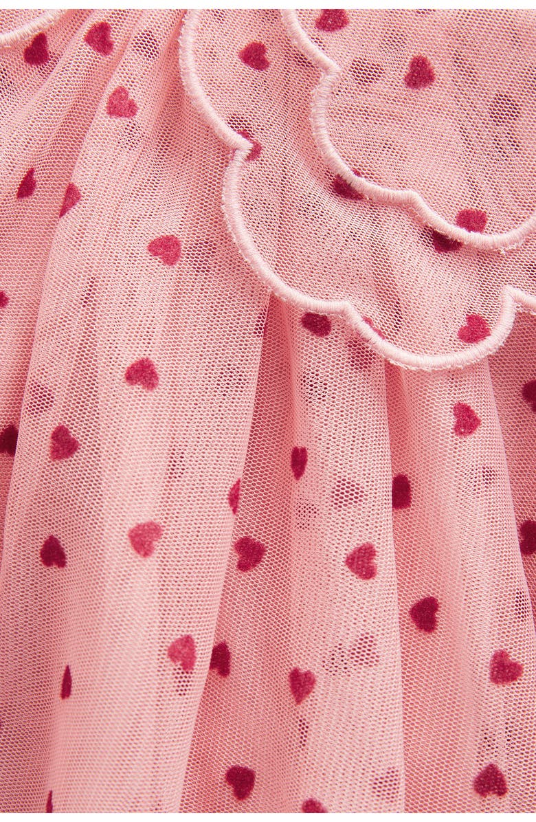 Kids' Heart Print Flutter Sleeve Tulle Dress