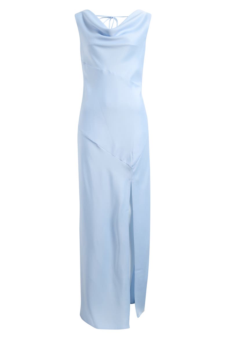 Lea Cowl Neck Satin Gown, Alternate, color, LIGHT BLUE