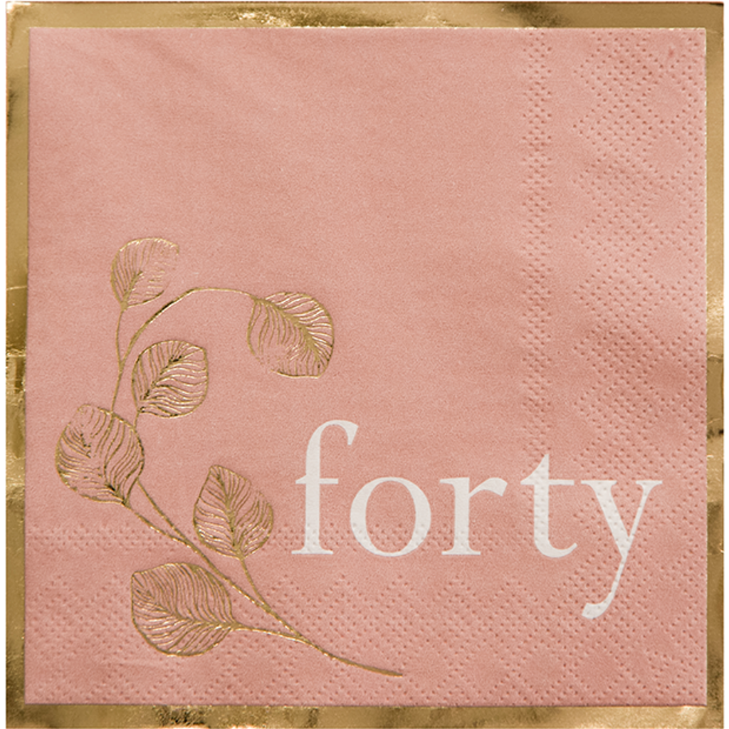 Jollity & Co 40th Birthday Cocktail Napkins In Pink