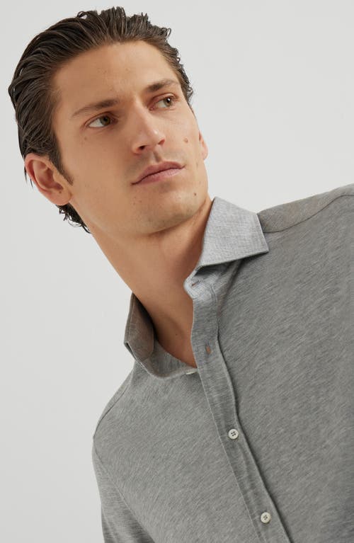 Brunello Cucinelli Silk-cotton Button-up Shirt In Gray