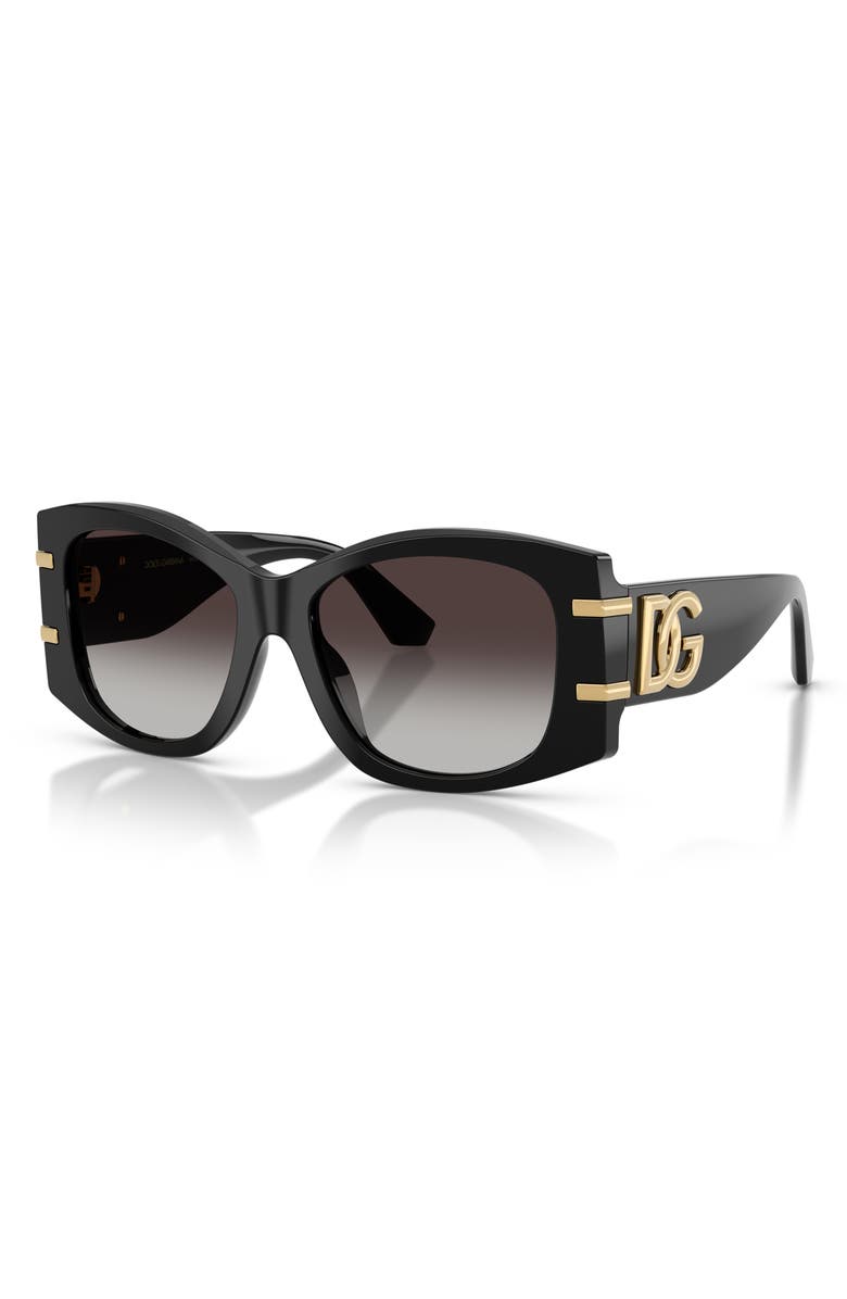 Dolce&Gabbana 54mm Gradient Butterfly Sunglasses, Alternate, color, Black / Grey Gradient Black