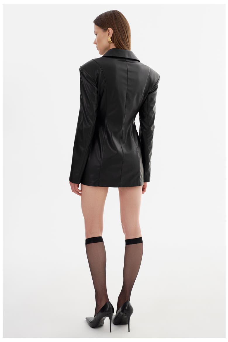 Benedetta | Faux Leather Blazer Dress, Alternate, color, Black