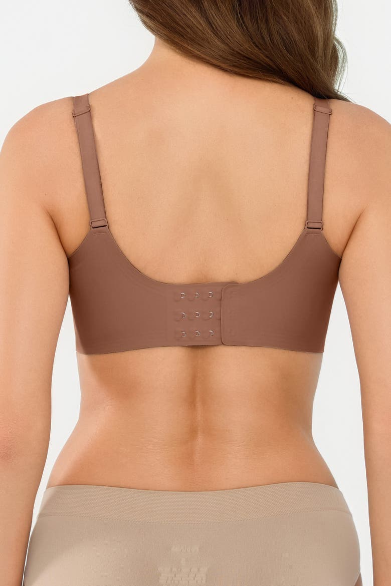 Seamless Wireless Jelly Leopard Contour Minimizer Support Bra, Alternate, color, Latte