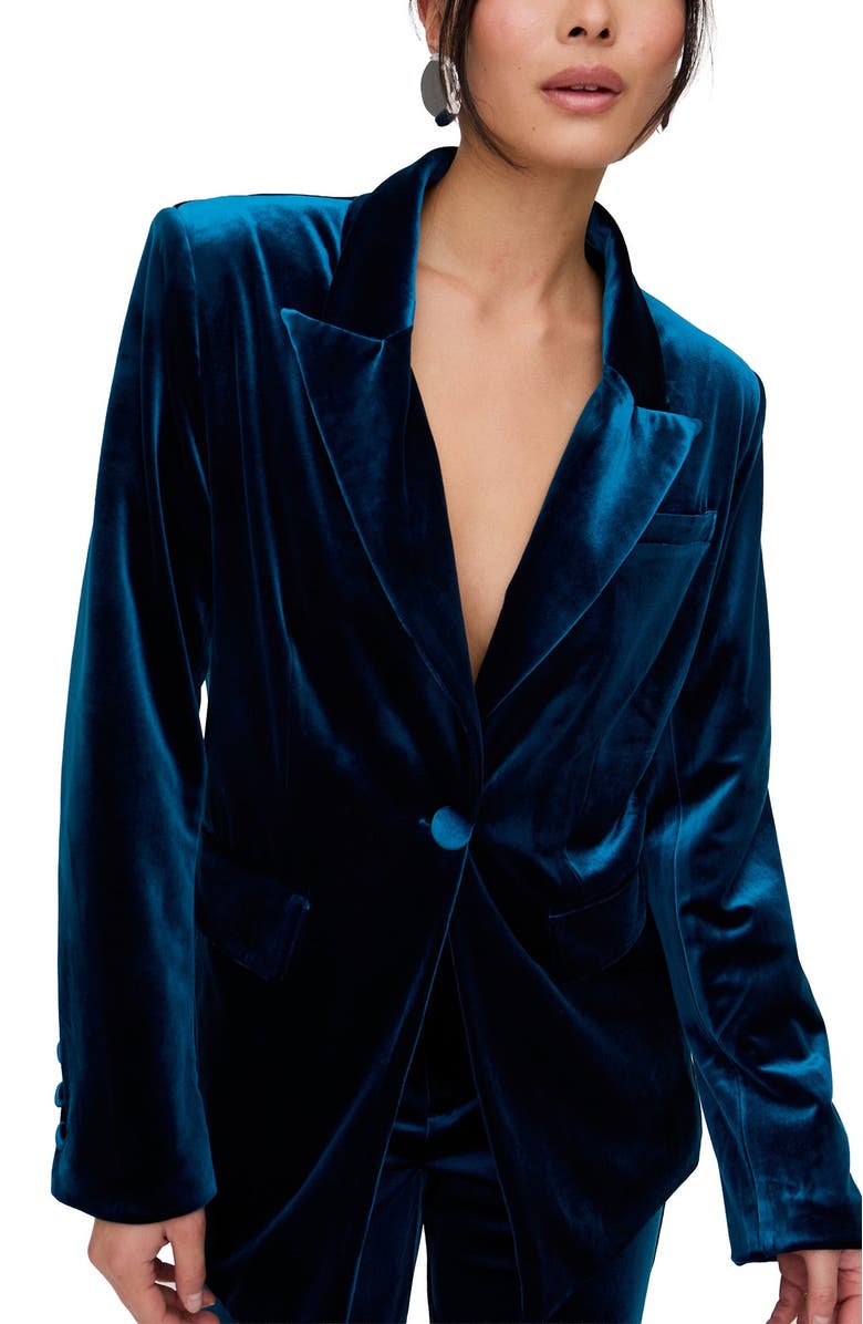 Lily and Lionel London Valerie Tailored Velvet Blazer, Alternate, color, Teal