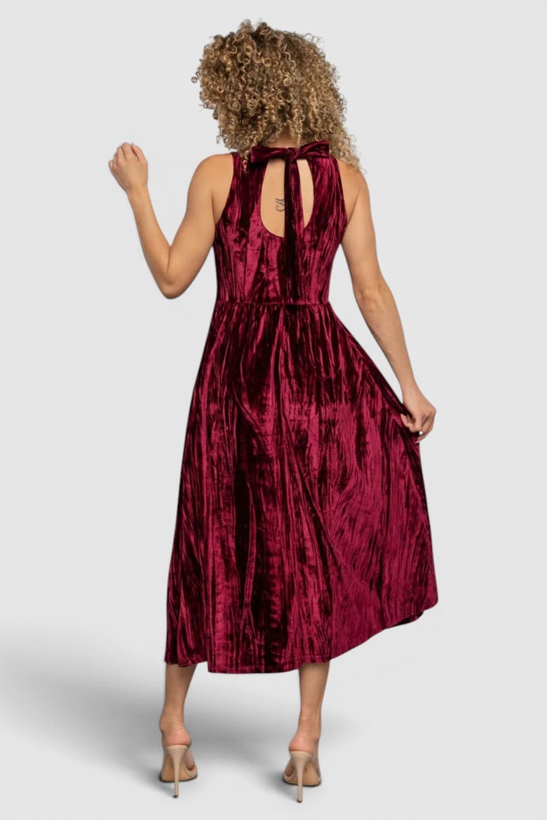 Octavia Velvet Midi Dress, Alternate, color, Cranberry