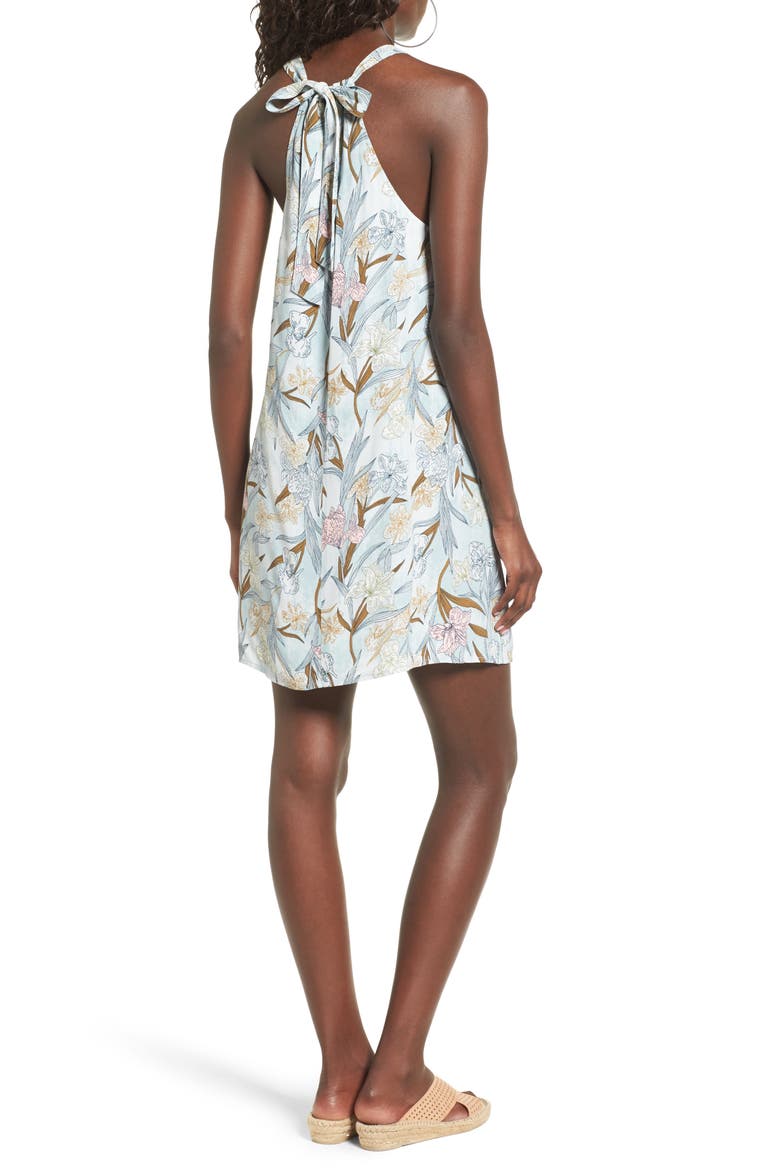 Print Halter Dress, Alternate, color, GREY MIC MO FLR