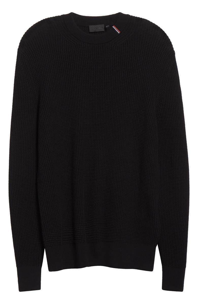 Moncler Waffle Stitch Crewneck Sweater, Alternate, color, Black
