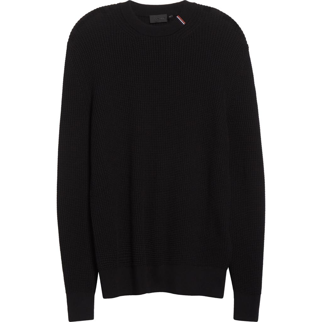 Moncler Waffle Stitch Crewneck Sweater In Black