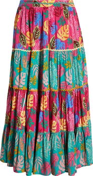 SUGARLIPS Wave Trim Tiered Maxi Skirt