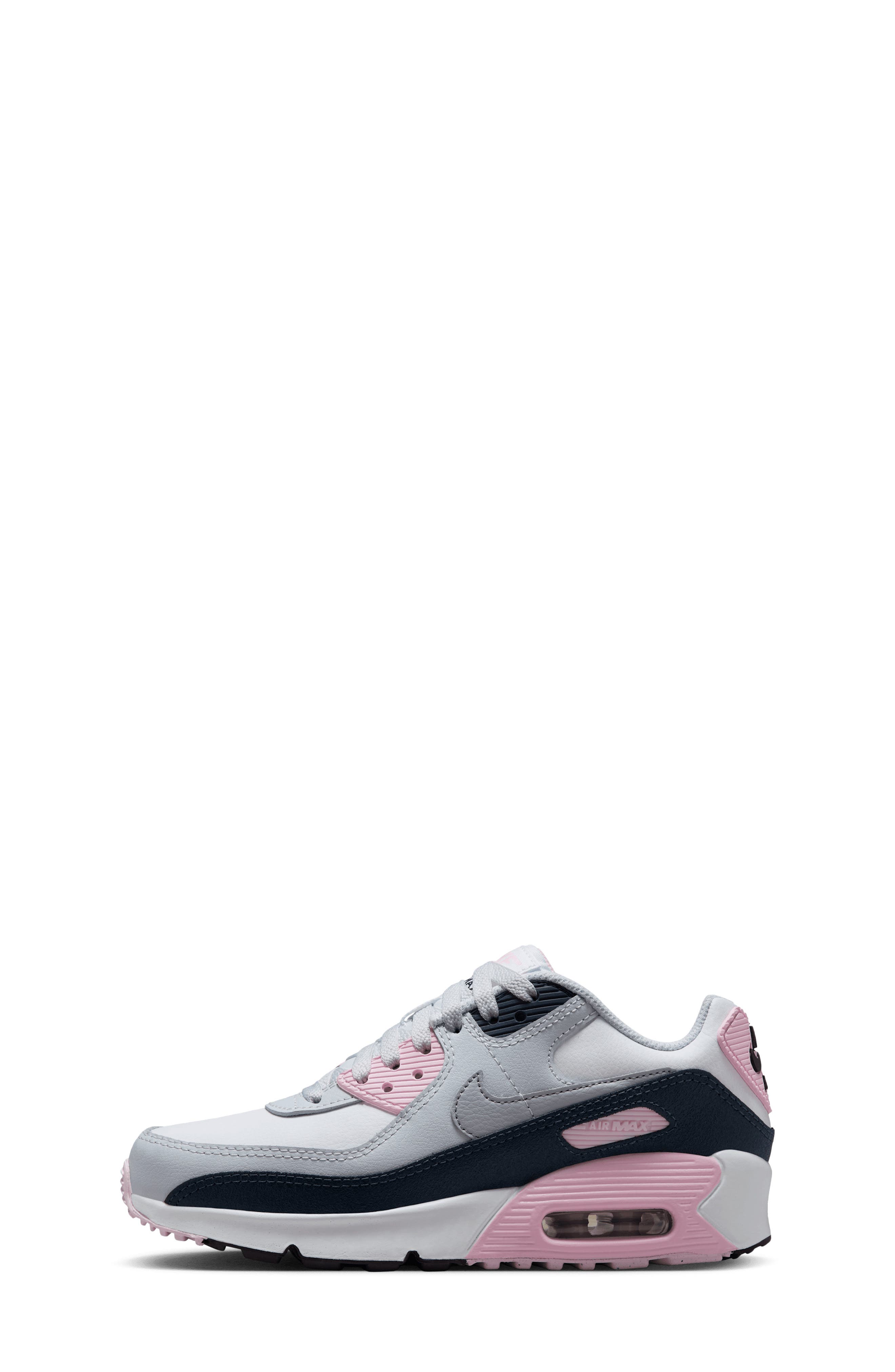 Nike Kids' Air Max 90 Sneaker, Alternate, color, 134 White/Pink Foam/Ar