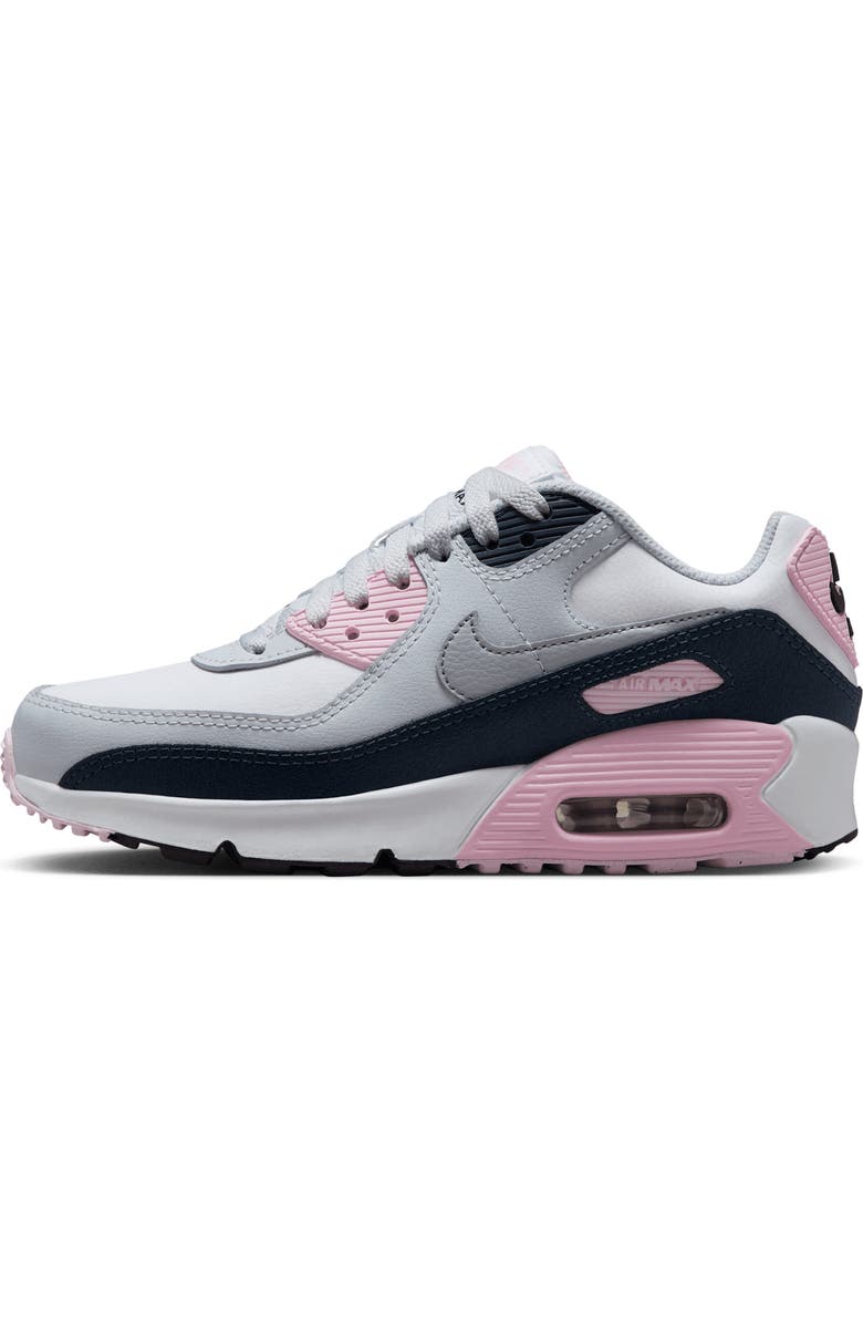 Nike Kids' Air Max 90 Sneaker, Alternate, color, 134 White/Pink Foam/Ar