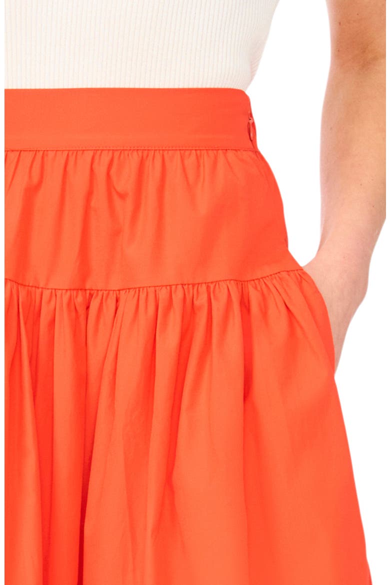 Erin Tiered Cotton Midi Skirt, Alternate, color, FIRE ORANGE