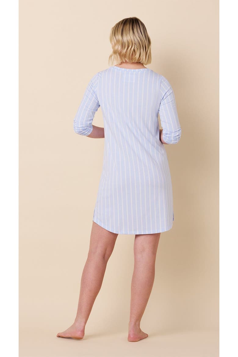 Pima Knit Long-Sleeved Sleep Shirt, Alternate, color, Heritage Stripe Blue