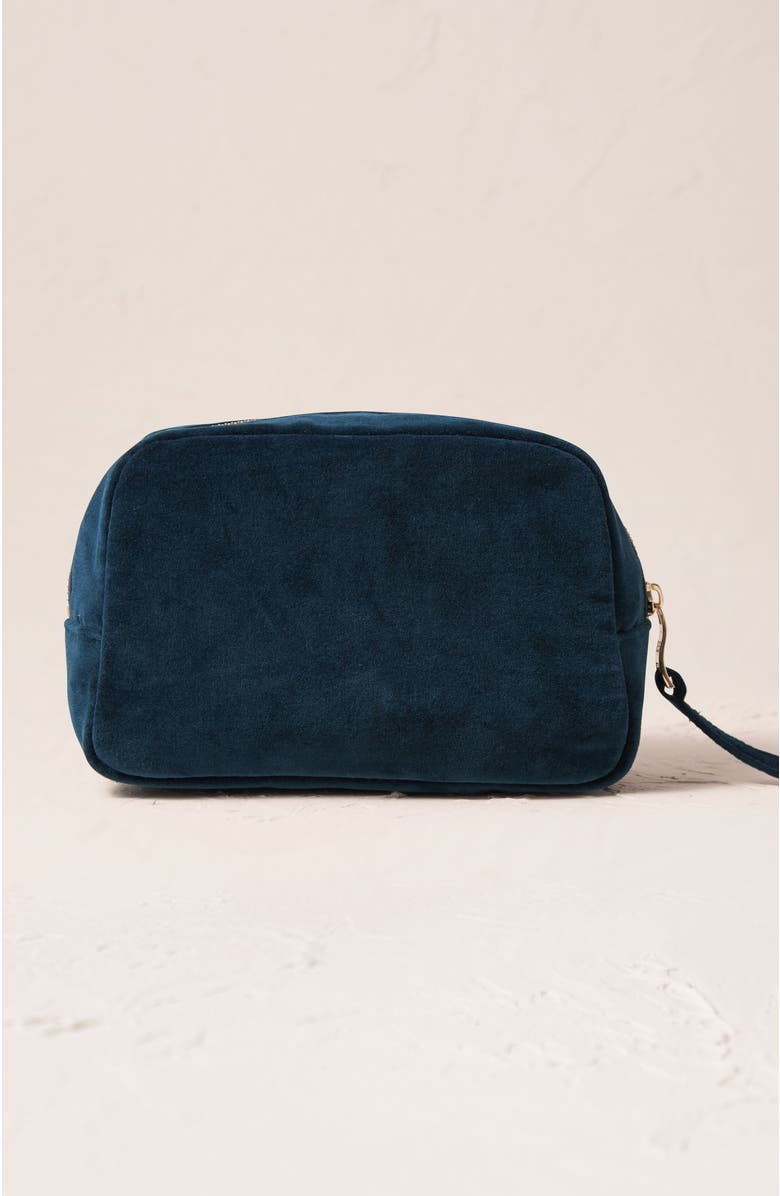Elizabeth Scarlett Turtle Conservation Velvet Makeup Bag, Alternate, color, Marine Navy