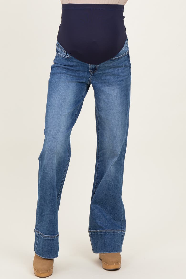 Trouser Hem Wide Flare Maternity Jeans, Alternate, color, Blue