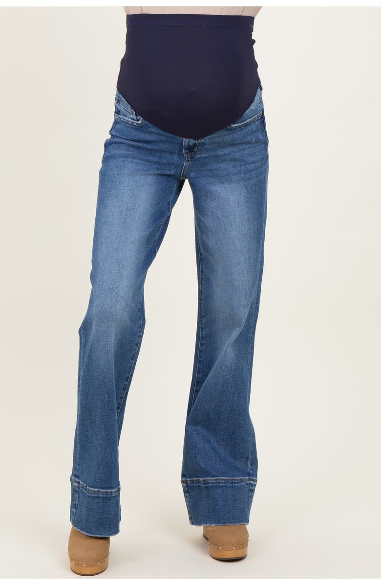 PinkBlush Trouser Hem Wide Flare Maternity Jeans, Alternate, color, Blue
