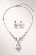 Modenaire Elegant Teardrop Crystal Necklace Earrings Set