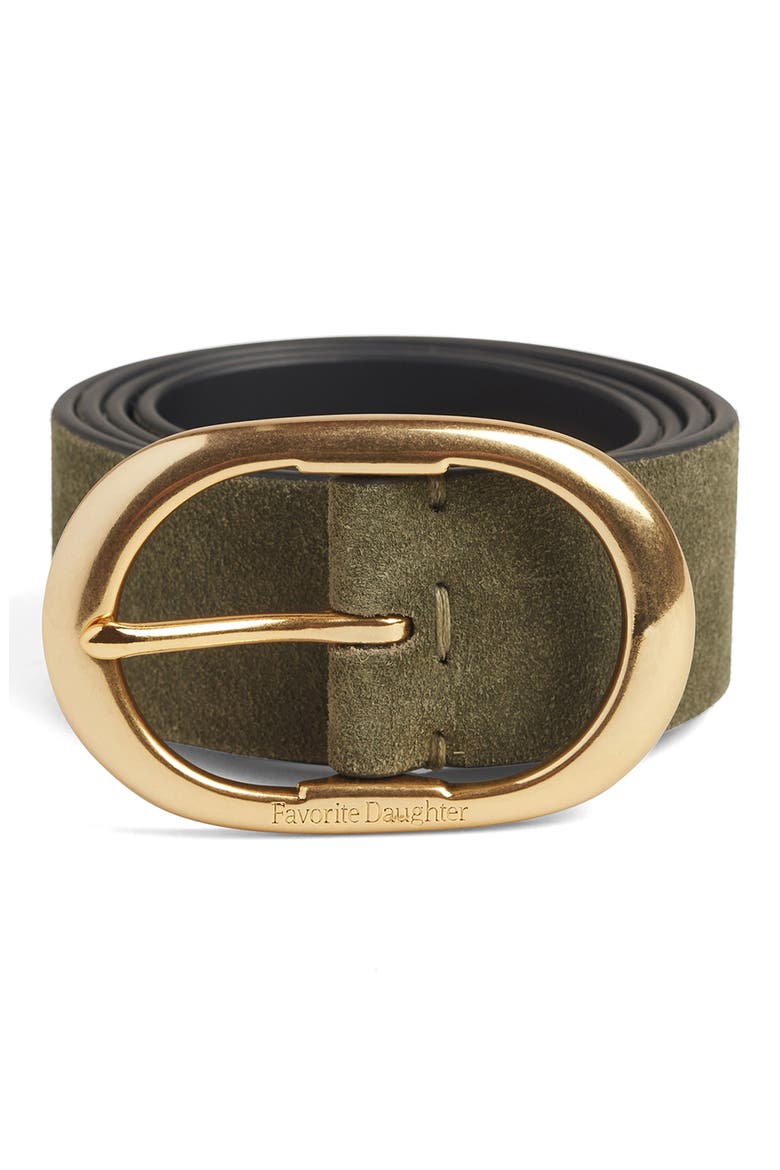 The Contour Suede Belt, Alternate, color, SMOKETREE/ POLISHED GOLD