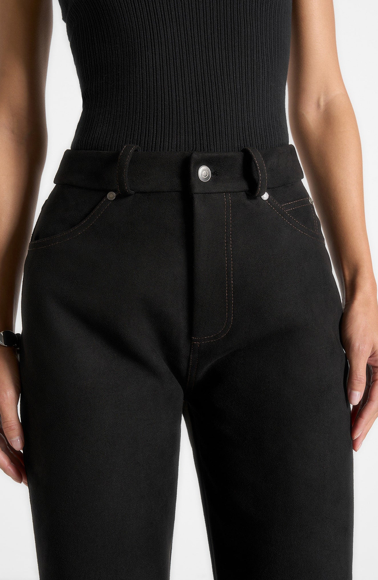 Manière De Voir Kalie Suede Boyfriend Jeans, Main, color, Black