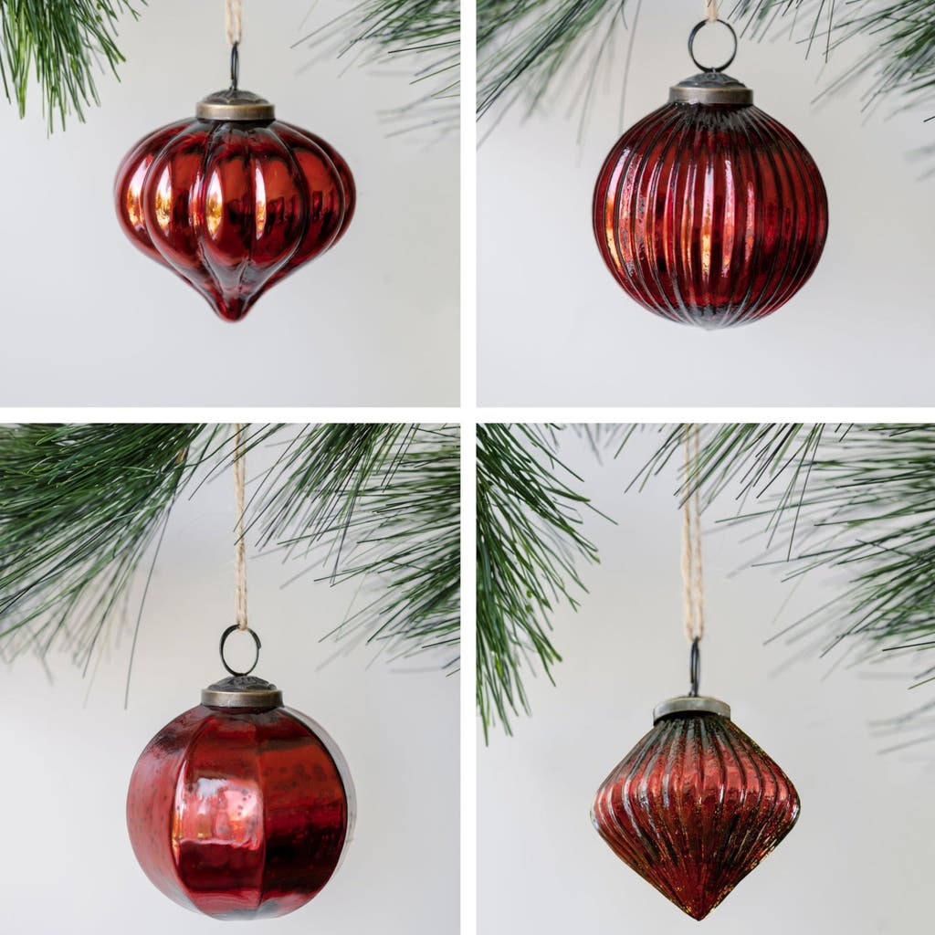 Cg Hunter 3" Mercury Glass Bordeaux Assorted Style Ornament In Burgundy