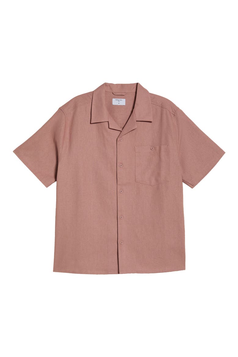 Linen & Cotton Camp Shirt, Main, color, MAUVE