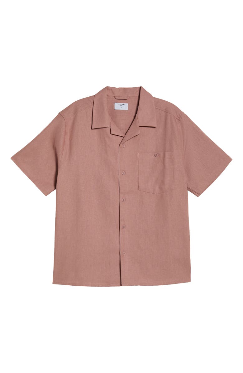 Percival Linen & Cotton Camp Shirt, Main, color, Mauve