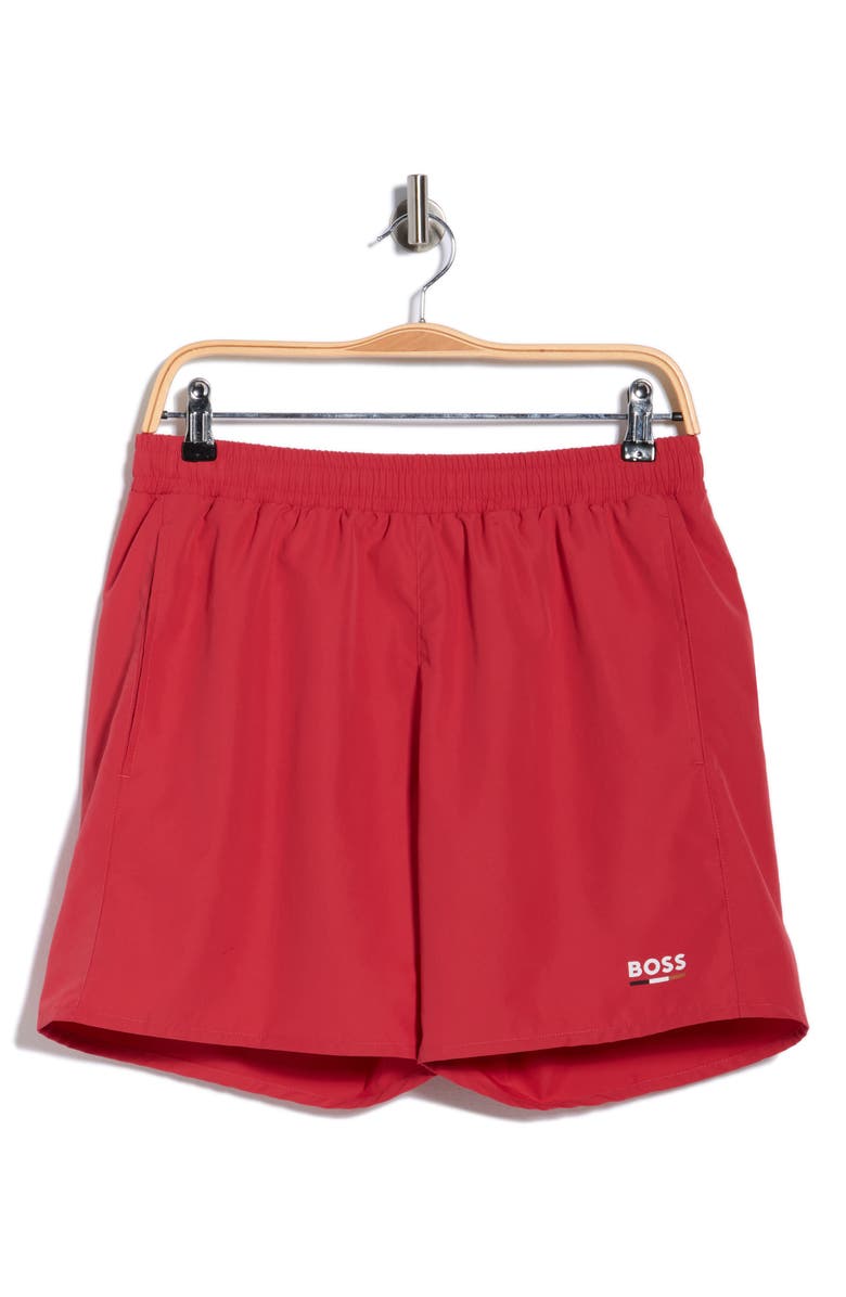 BOSS SWIMWEAR Swordfish Swim Trunks, Main, color, Red