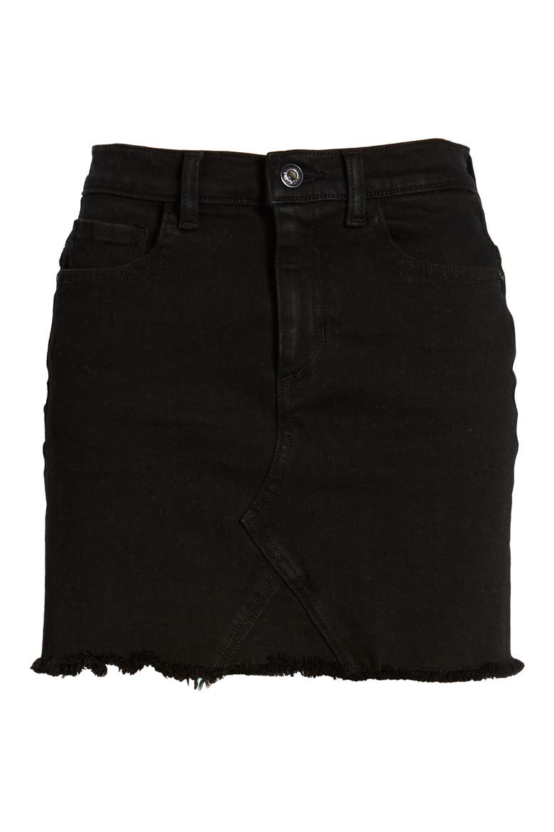 Stretch Denim Miniskirt, Alternate, color, BLACK