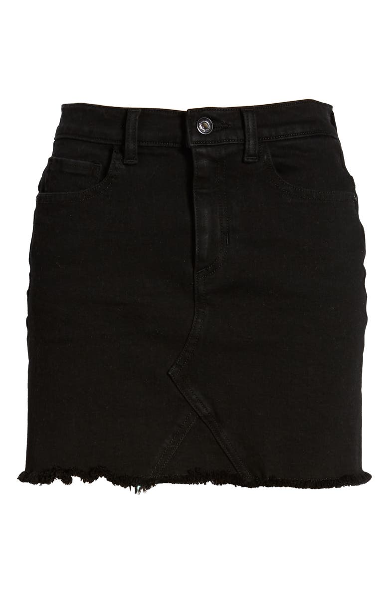 SP Black Stretch Denim Miniskirt, Alternate, color,
