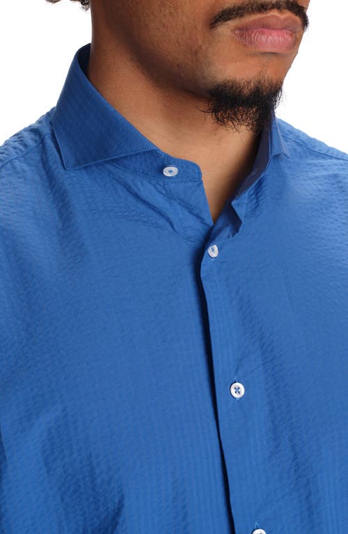 Studio Garnet Los Angeles Seaside Cotton Seersucker Button-up Shirt In Navy