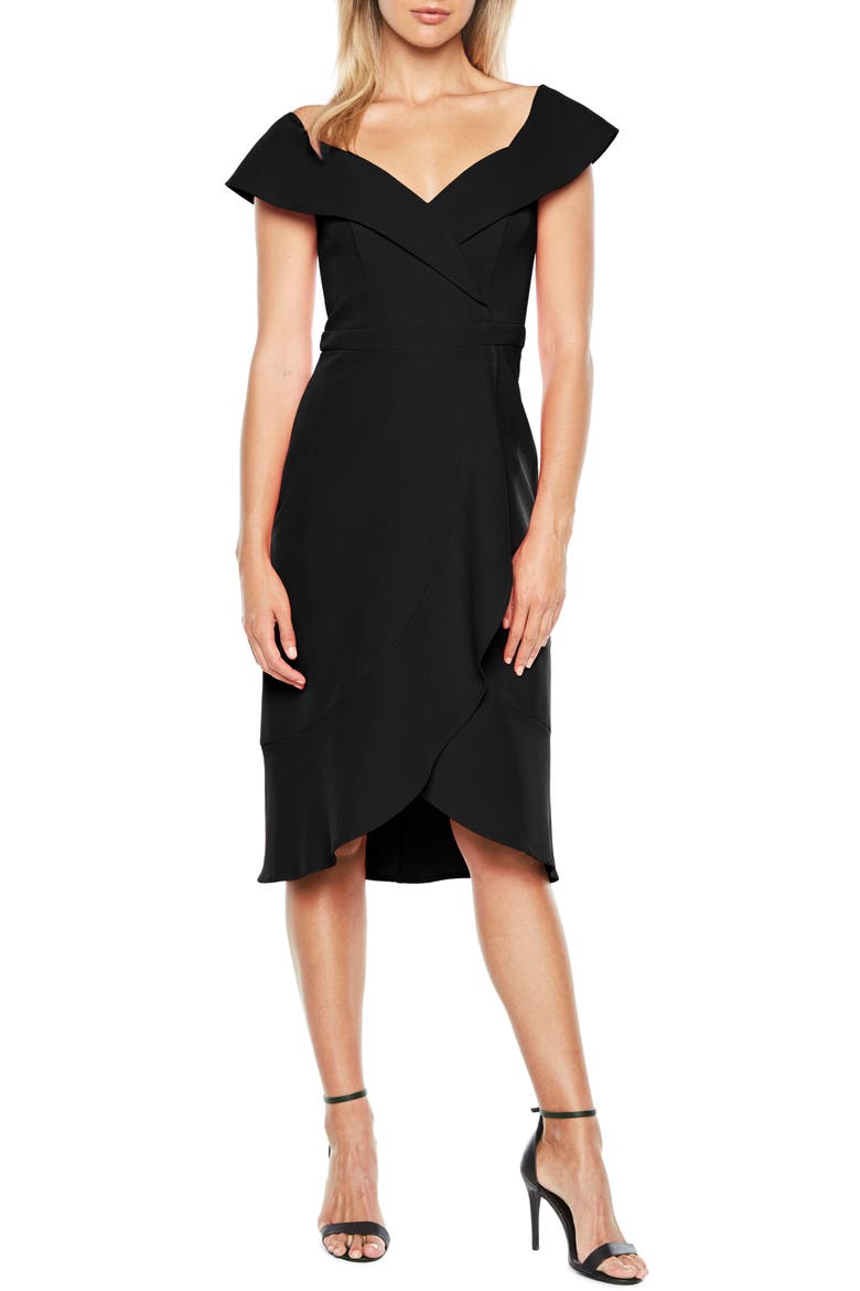Bella Tulip Hem Dress, Main, color, BLACK