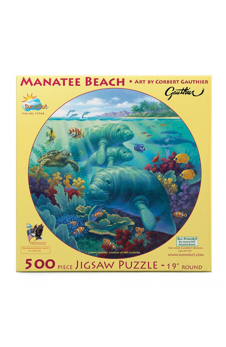 Sunsout Manatee Beach 500 piece Jigsaw Puzzle for Adults Round, Alternate, color, Multicolor