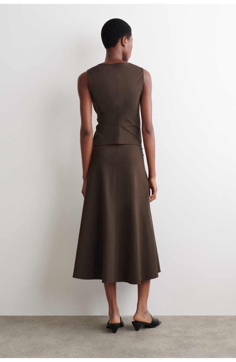 COS Twist-Detail Jersey Midi Skirt, Alternate, color, Brown