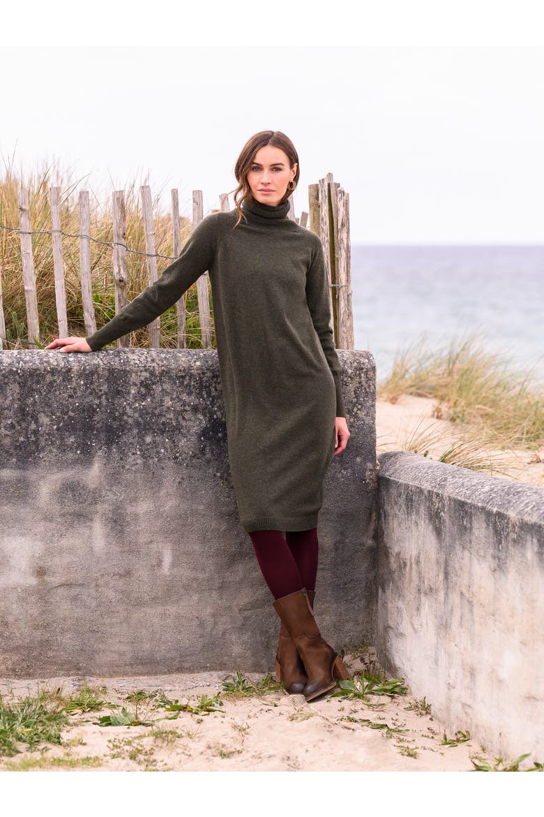 Supersoft Midi Turtleneck Dress, Alternate, color, OLIVE