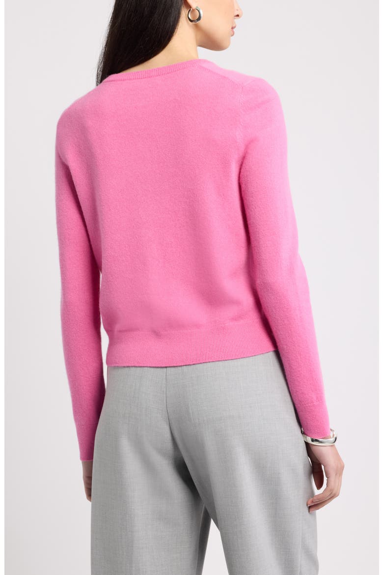Cashmere Crewneck Cardigan, Alternate, color, PINK BOSS