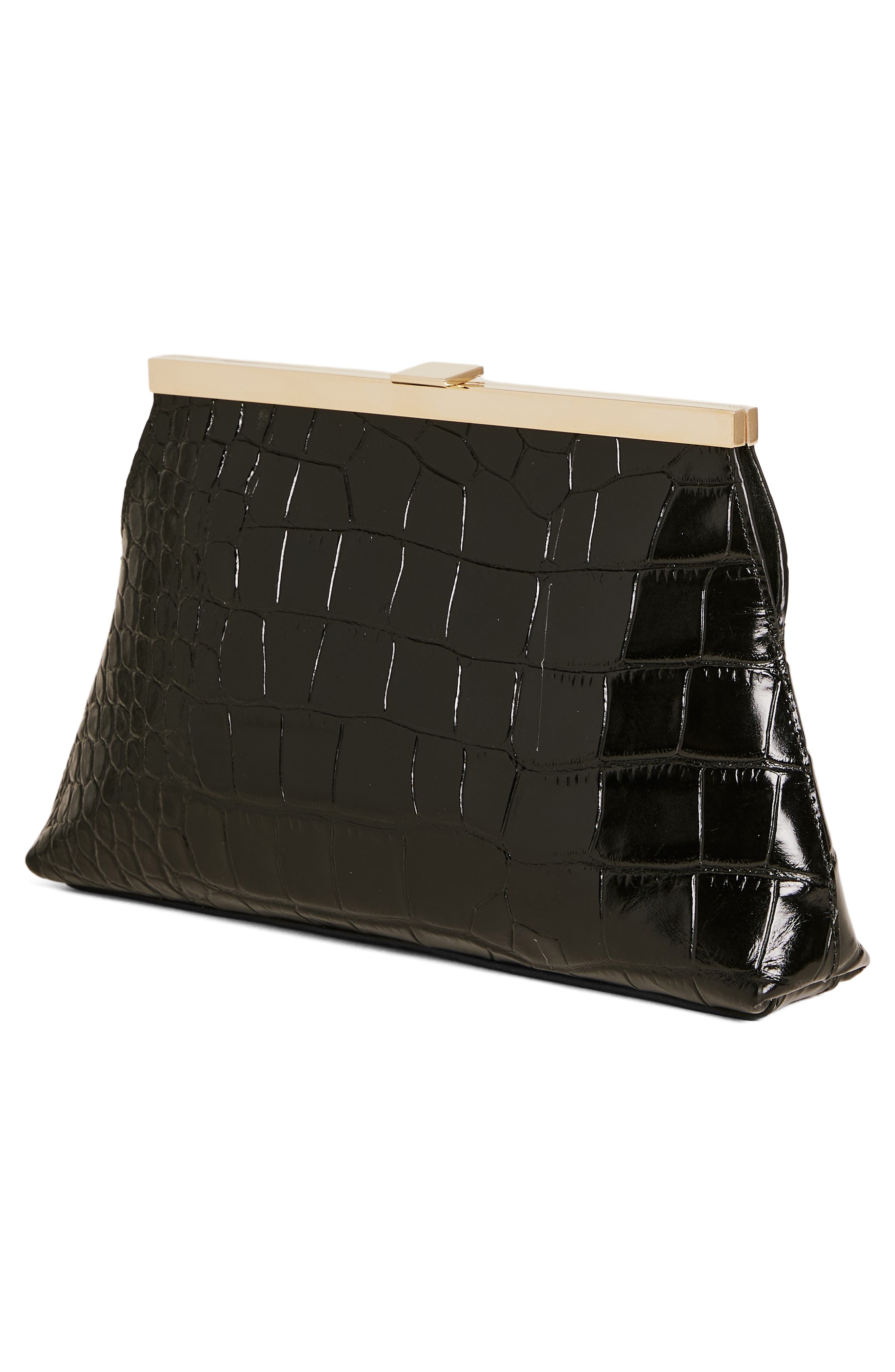 Reformation Iliana Croc Embossed Leather Shoulder Bag, Alternate, color, 