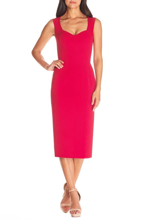 Elle Sweetheart Neck Sheath Midi Dress