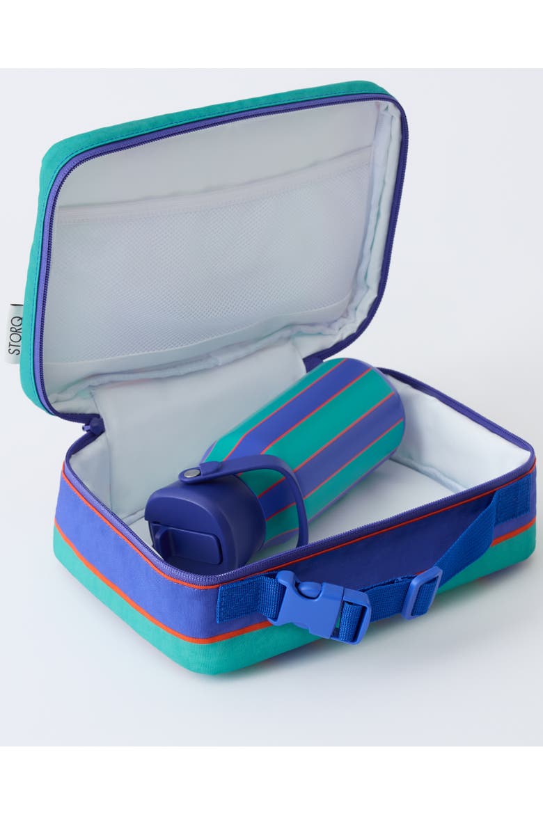 Cool Kid Water Bottle, Alternate, color, Navy Green Stripe