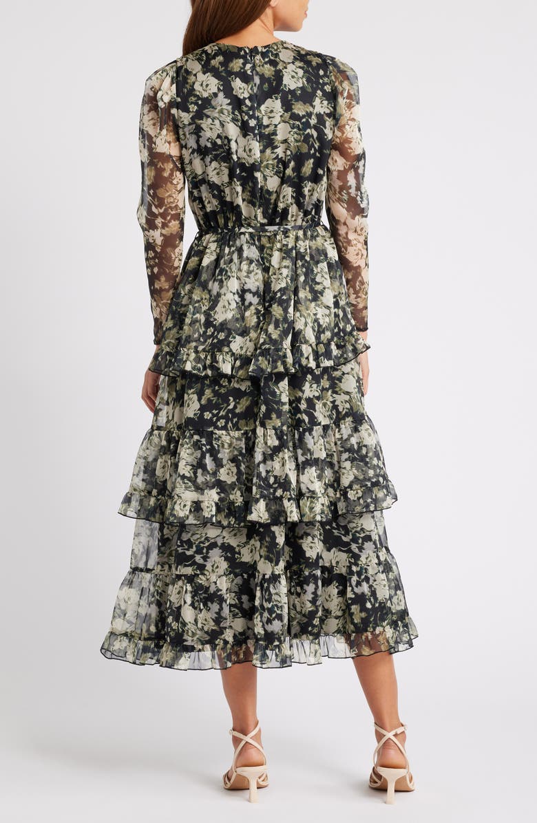 Chelsea28 Floral Long Sleeve Tiered Midi Dress, Alternate, color,