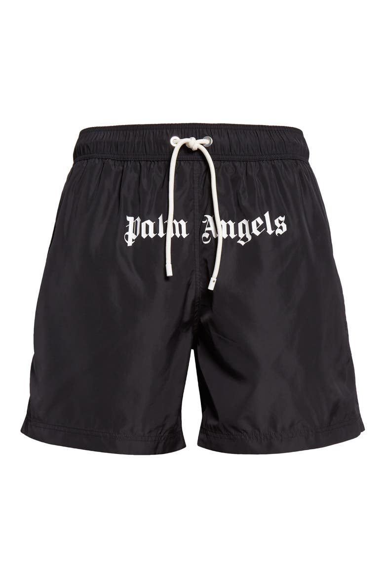 Classic Logo Swim Trunks, Alternate, color, BLACK WHITE
