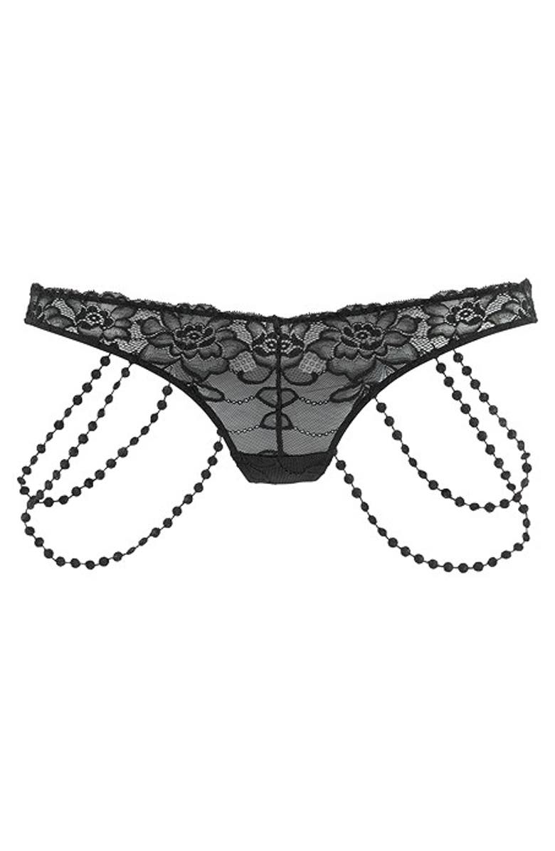 LASCANA Women's Strappy Lace Thong, Main, color, Black