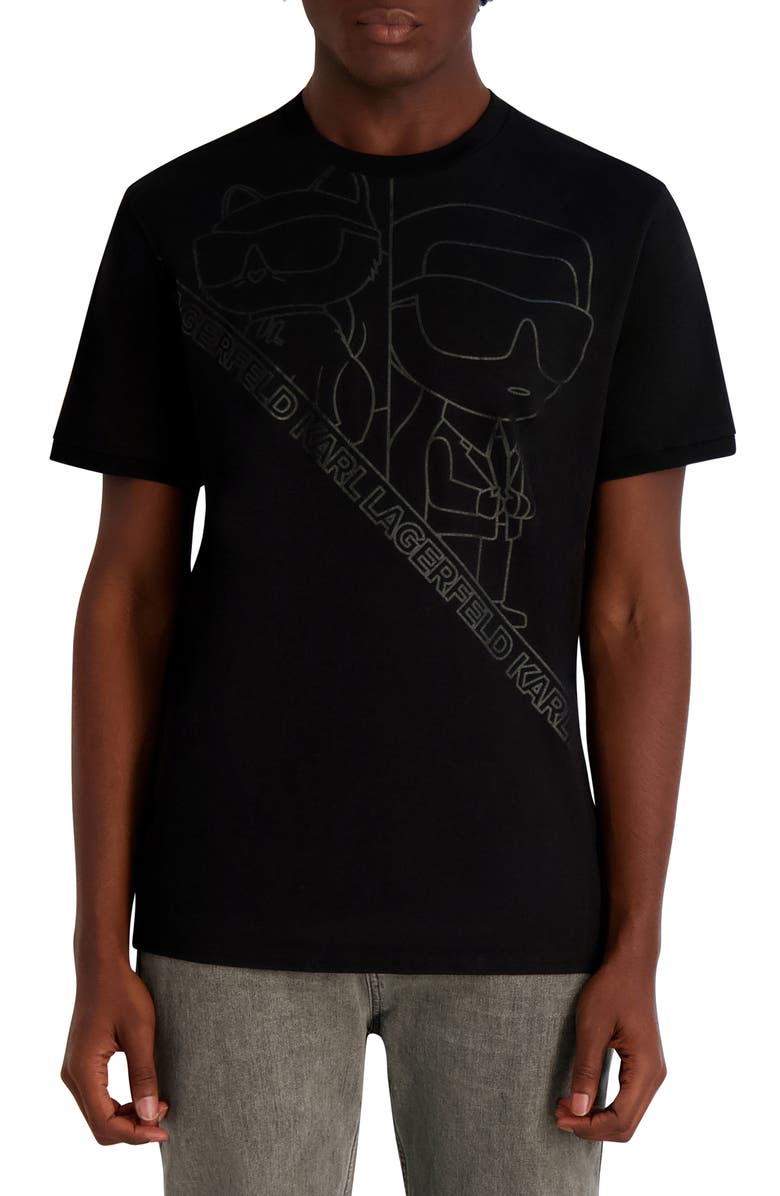 KARL LAGERFELD PARIS Oversized Outline T-Shirt, Main, color, Black