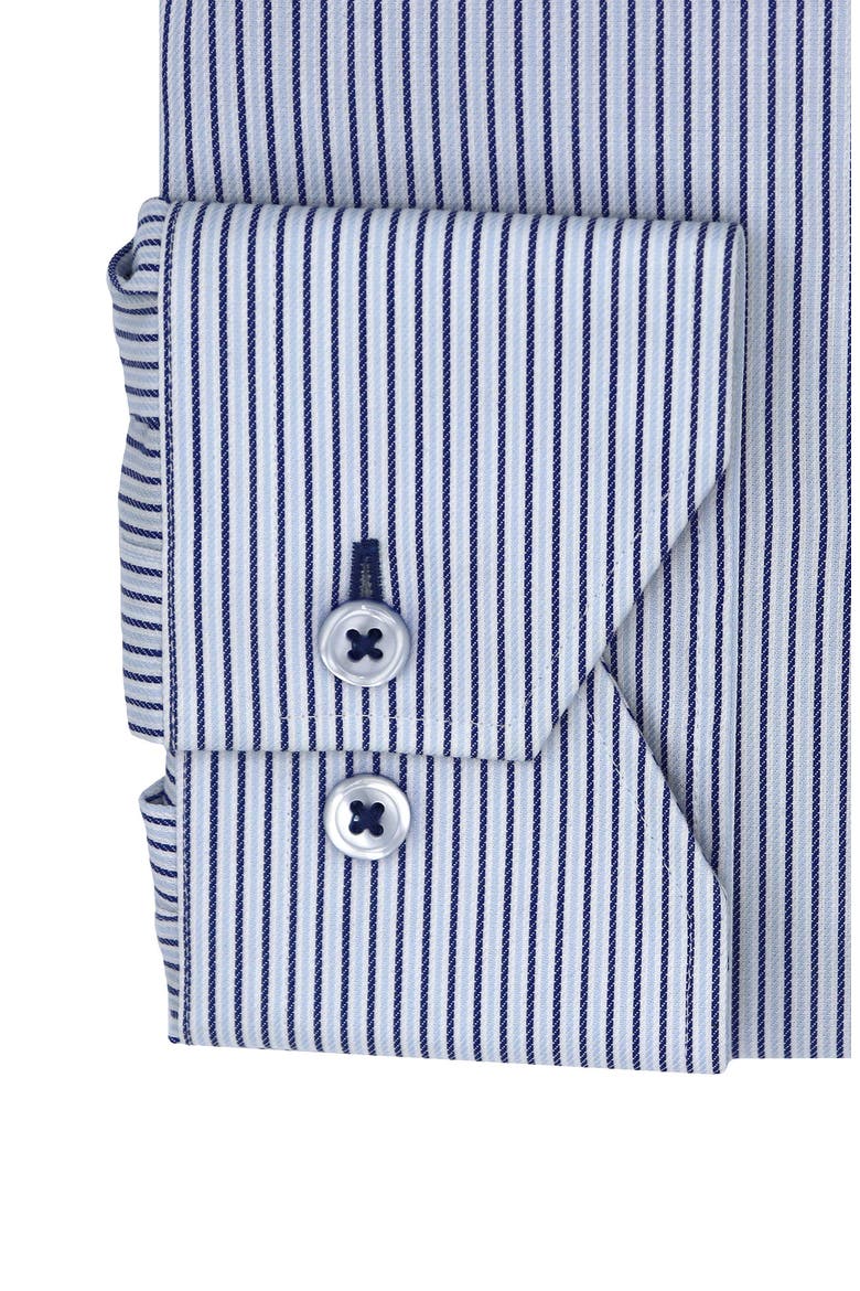 Trim Fit Stripe Cotton Dress Shirt, Alternate, color, LIGHT BLUE/ NAVY
