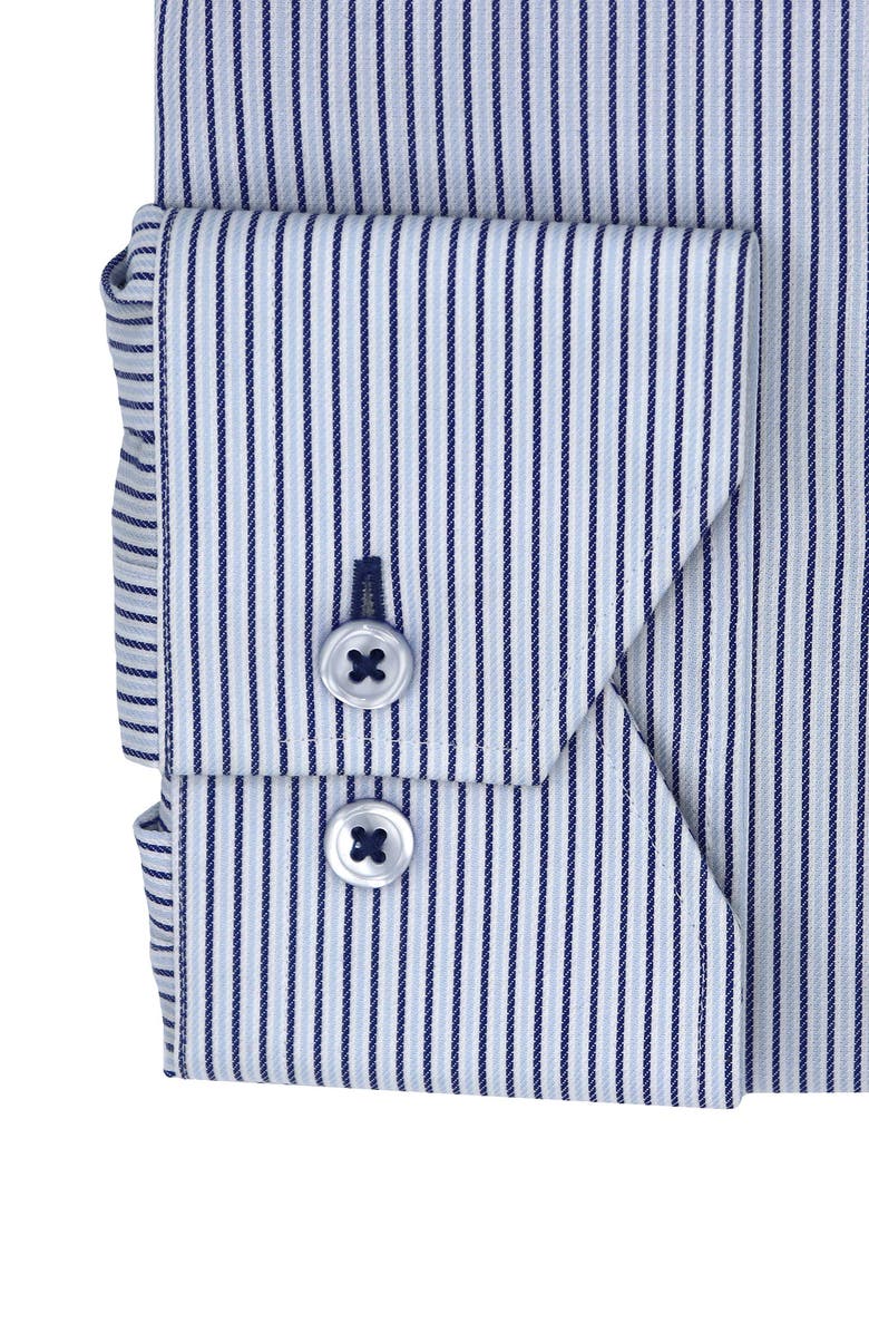 Lorenzo Uomo Trim Fit Stripe Cotton Dress Shirt, Alternate, color, Light Blue/ Navy